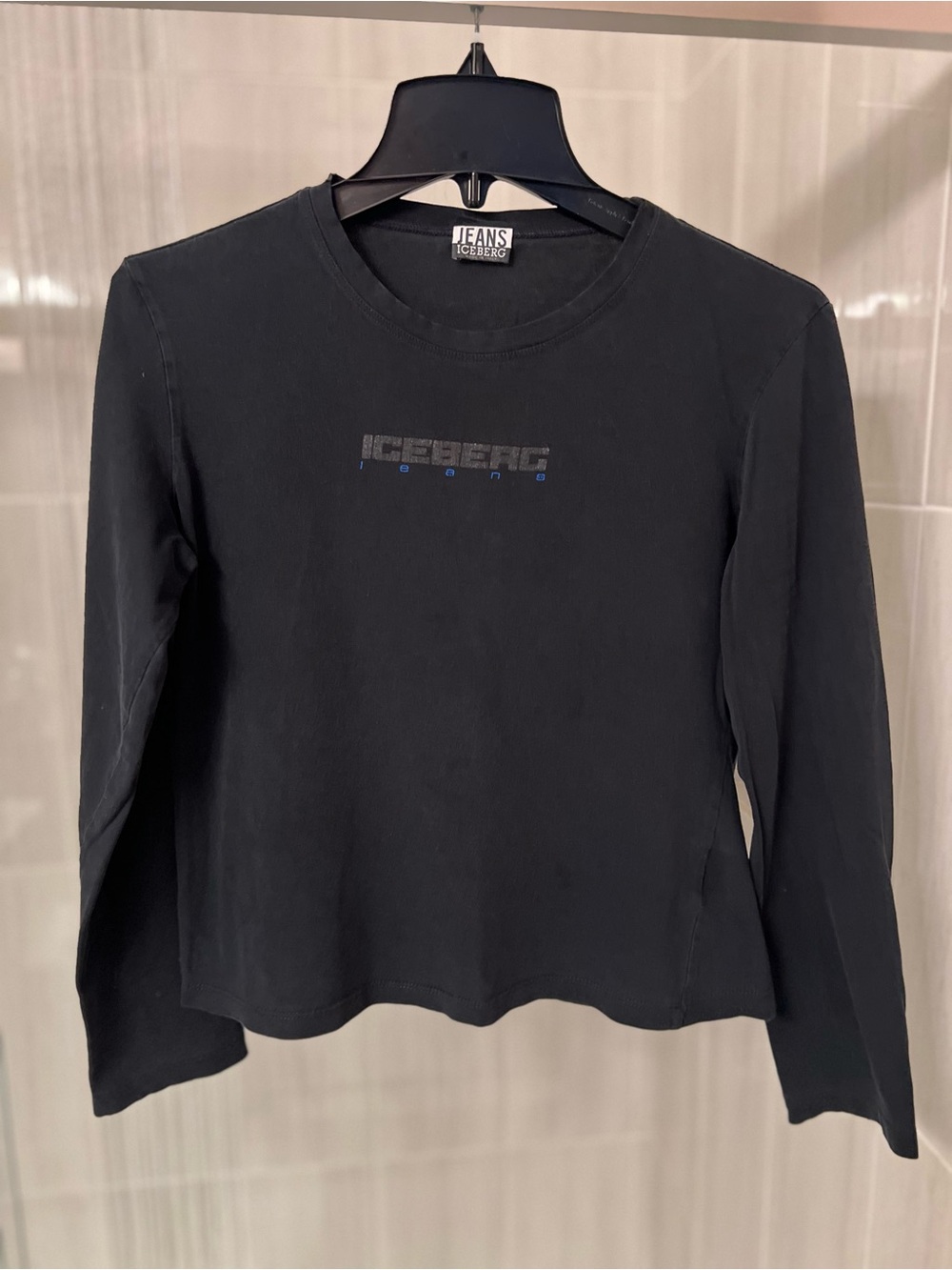 Vintage Iceberg Jeans Black Long Sleeve Graphic Tee